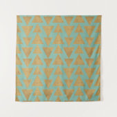 Geo-stap buitenshuis | Goud en Blauwgroen patroon Wandkleed (Voorkant (horizontaal))