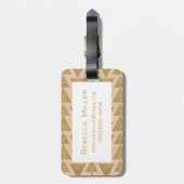 Geo-stap buitenshuis | Goud en koraal geometrisch  Bagagelabel (Achterkant verticaal)