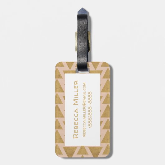 Geo-stap buitenshuis | Goud en koraal geometrisch  Bagagelabel (Achterkant verticaal)