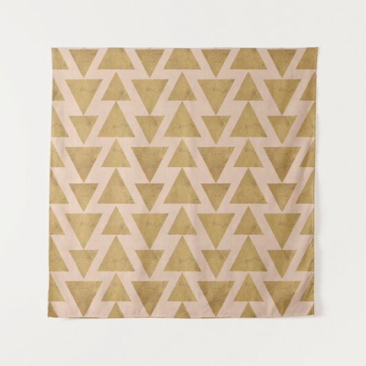Geo-stap buitenshuis | Goud en koraal geometrisch  Wandkleed (Voorkant (horizontaal))