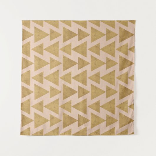 Geo-stap buitenshuis | Goud en koraal geometrisch  Wandkleed (Voorkant)