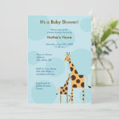Geo the Giraffe Baby shower Invitation - Bleu (Debout devant)