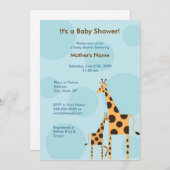 Geo the Giraffe Baby shower Invitation - Bleu (Devant / Derrière)