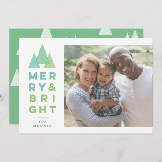 Geo Trees Moderne Mini Carte de Noël (Devant / Derrière)