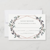 Geo vert | Rose Gold Wedding RSVP (Devant)