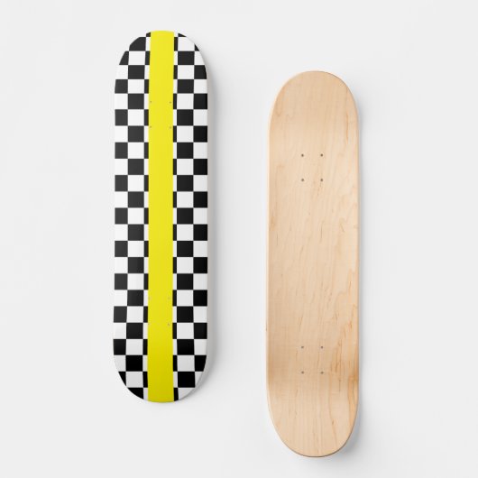 Geo-vierkant met geelstripe skateboard (Voorkant)