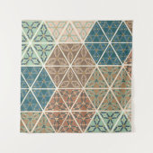 Geo XI | Blauw- en Groen tribaal patroon Wandkleed (Voorkant (horizontaal))