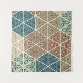 Geo XI | Blauw- en Groen tribaal patroon Wandkleed (Voorkant)