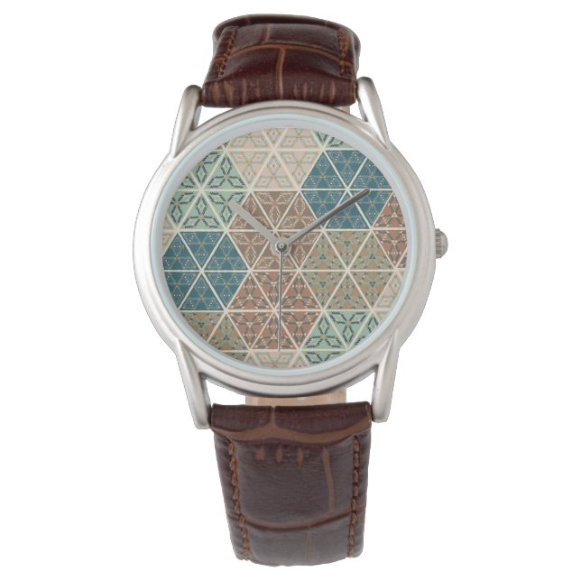 Geo XI voor buitengebruik | Blauw- en Groen tribaa Horloge (Voorkant)