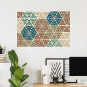 Geo XI voor buitengebruik | Blauw- en Groen tribaa Poster (Thuiskantoor)