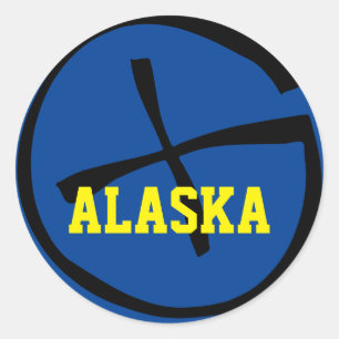 Geocache Alaska Yellow/Blue Ronde Sticker