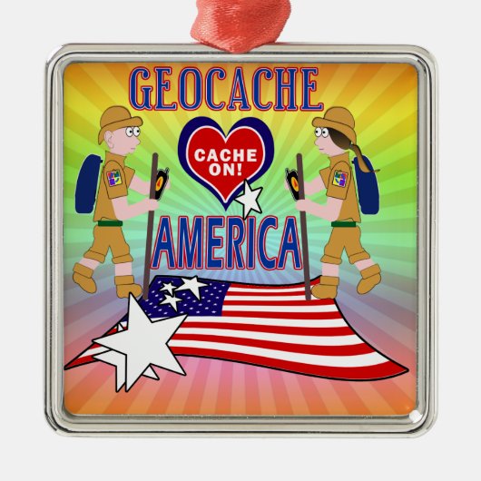 GEOCACHE AMERICA GEOCACHING METALEN ORNAMENT (Voorkant)