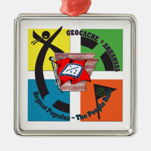 GEOCACHE ARKANSAS MOTTO MENSENREGEL METALEN ORNAMENT