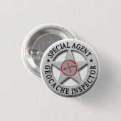 Geocache Inspector *Special Agent* w/logo Ronde Button 3,2 Cm (Voorkant /achterkant)