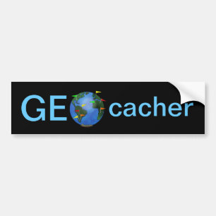 Geocacher Aarde met vlag Geocaching Aangepaste aut Bumpersticker