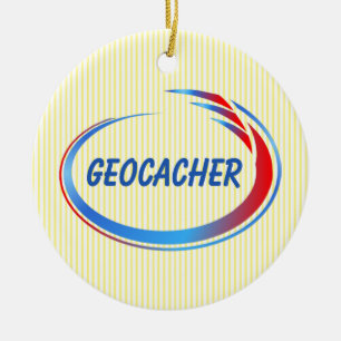 Geocacher Blue en Red Splash Keramisch Ornament