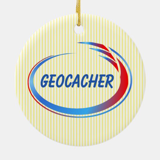 Geocacher Blue en Red Splash Keramisch Ornament (Achterkant)