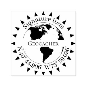 Geocacher Handtekening en GPS coördinaten Pijlen Zelfinktende Stempel