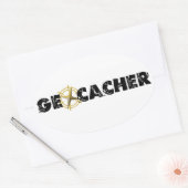 Geocacher met kompas ovale sticker (Envelop)