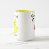 Geocaching chick curly tekst mok (Midden)