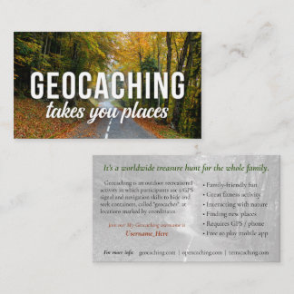 Geocaching Trail Card met Info voor Muggable Visitekaartje