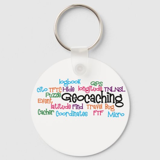 Geocaching Word Collage Sleutelhanger (Voorkant)