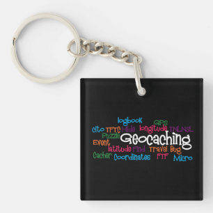 Geocaching Word Collage Sleutelhanger