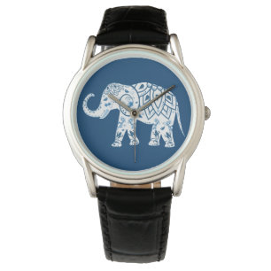 geoctrooieerd blauw olifant horloge