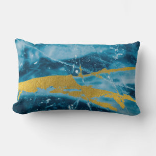 Geode Agate Edelsteen Blauw en Goud Kussen