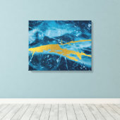 Geode Agate Gemstone Blue en Gold Canvas Afdruk (Insitu (Houten vloer))