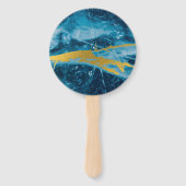 Geode Agate Gemstone Blue en Gold Handwaaier (Voorkant)