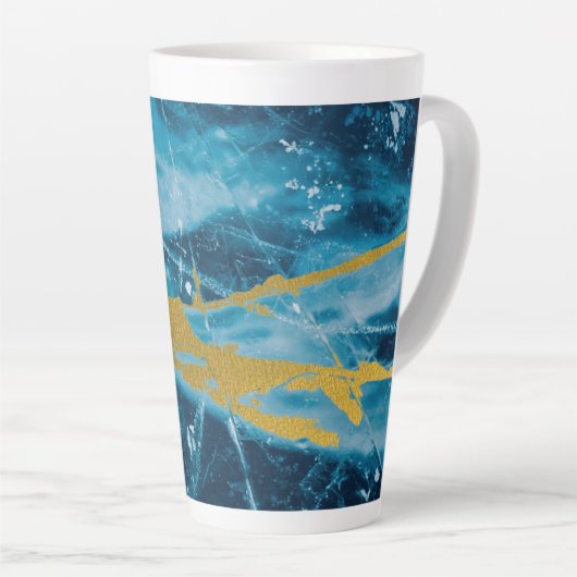 Geode Agate Gemstone Blue en Gold Latte Mok (Rechterhoek)