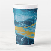 Geode Agate Gemstone Blue en Gold Latte Mok (Voorkant)