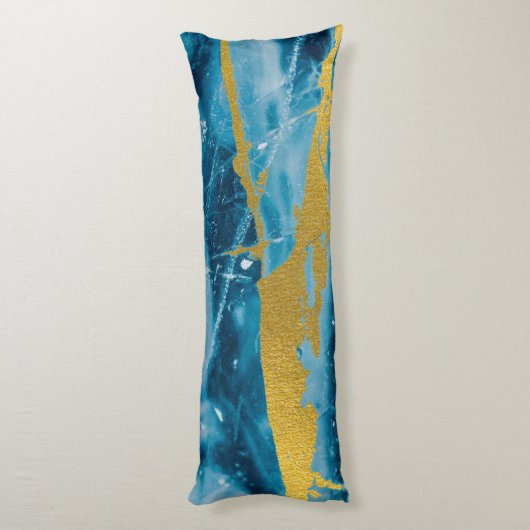 Geode Agate Gemstone Blue en Gold Lichaamskussen (Achterkant (Verticaal))