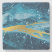 Geode Agate Gemstone Blue en Gold Stenen Onderzetter (Voorkant)