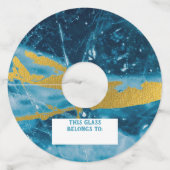 Geode Agate Gemstone Blue en Gold Wijnglaslabel (Achterkant)