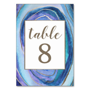 Géode Agate Gemstone Mariage Tableau Numéro Cartes