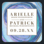 Géode Agate Gemstone Wedding Favor Stickers<br><div class="desc">Géode Agate Gemstone Wedding Favor Stickers - présente une impression d'aquarelle dans les tons bleu et violet. Cette conception est également thématique avec fausse feuille d'or et imprimé faux or lettres de police moderne. Visualisez l'ensemble de la collection trouvée sur cette page pour compléter l'apparence de votre événement.</div>