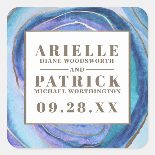 Géode Agate Gemstone Wedding Favor Stickers (Devant)