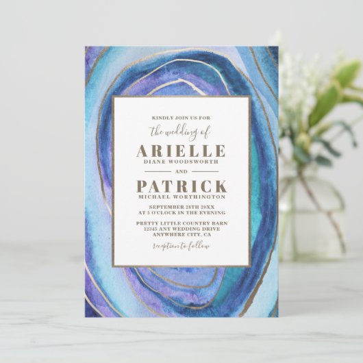 Géode Agate Gemstone Wedding Invitations (Debout devant)