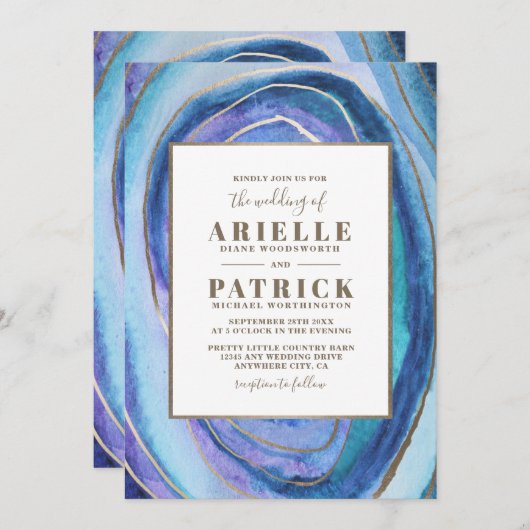 Géode Agate Gemstone Wedding Invitations (Devant / Derrière)