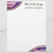 Geode Agate Slice Gemstone Ultra Violet Paars Briefhoofd (Voorkant)