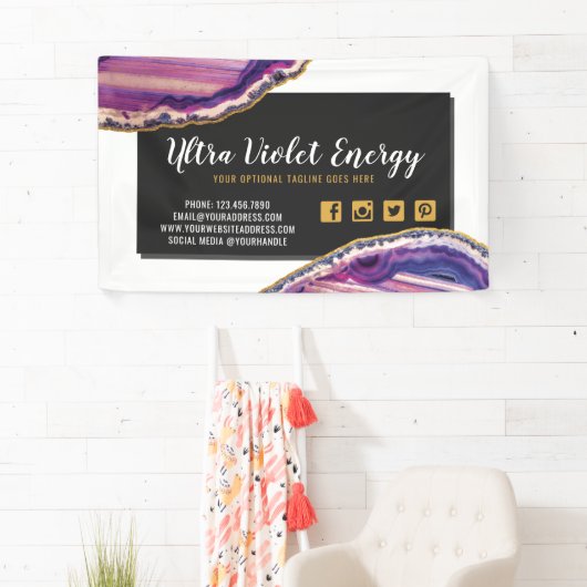 Geode Agate Slice Gemstone Ultra Violet Paars Spandoek (Insitu)