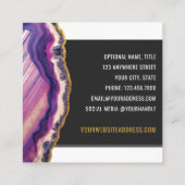 Geode Agate Slice Gemstone Ultra Violet Paars Vierkante Visitekaartje (Achterkant)