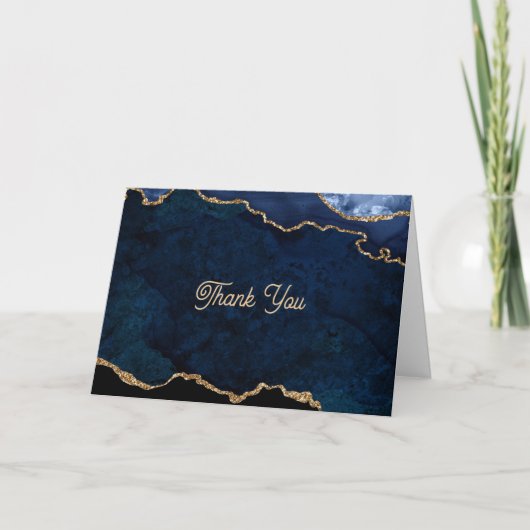 Geode Blau Verguld Bedankkaart (Voorkant)