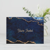 Geode Blue Gilded Birthday Kaart (Staand voorkant)
