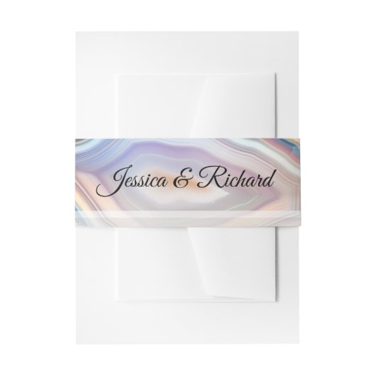 Geode Crystal Wedding Invitation Bell Bands Uitnodigingen Wikkel (Voorkant Voorbeeld)