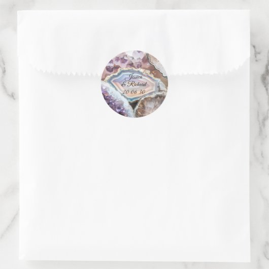 Geode Crystal Wedding Personalized Sticker (Sac)