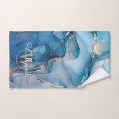 Géode d'agate bleue Monogramme Or (Serviette à main)