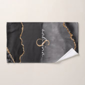 Géode d'agate noire et or monogramme (Serviette à main)